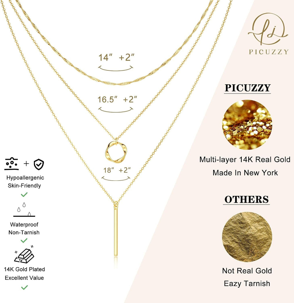14K Gold Silver Plated Layered Necklaces for Women Trendy - KARMARKA