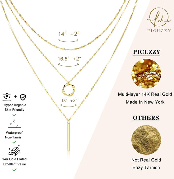 14K Gold Silver Plated Layered Necklaces for Women Trendy - KARMARKA