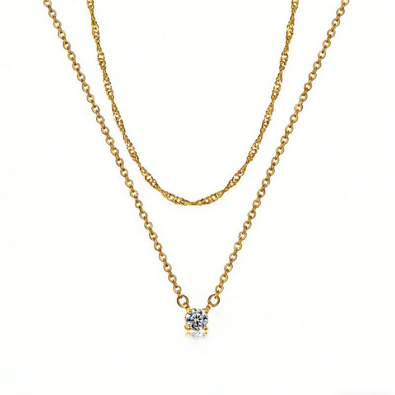 14K Gold Solitaire Pendant Necklaces - KARMARKA Main image