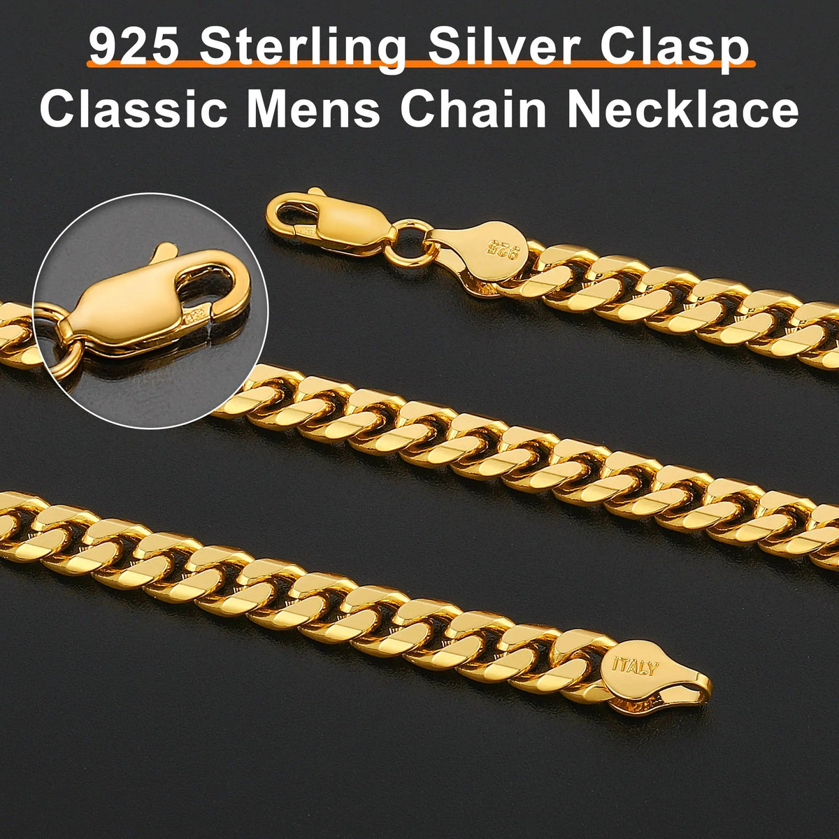 14K Golden Plated Clasp 3/5/6MM Cuban Link Chain Necklace for Men Women Diamond Cut 16/18/20/22/24/26/28/30 Inches Accessories Women Cuban Link - KARMARKA
