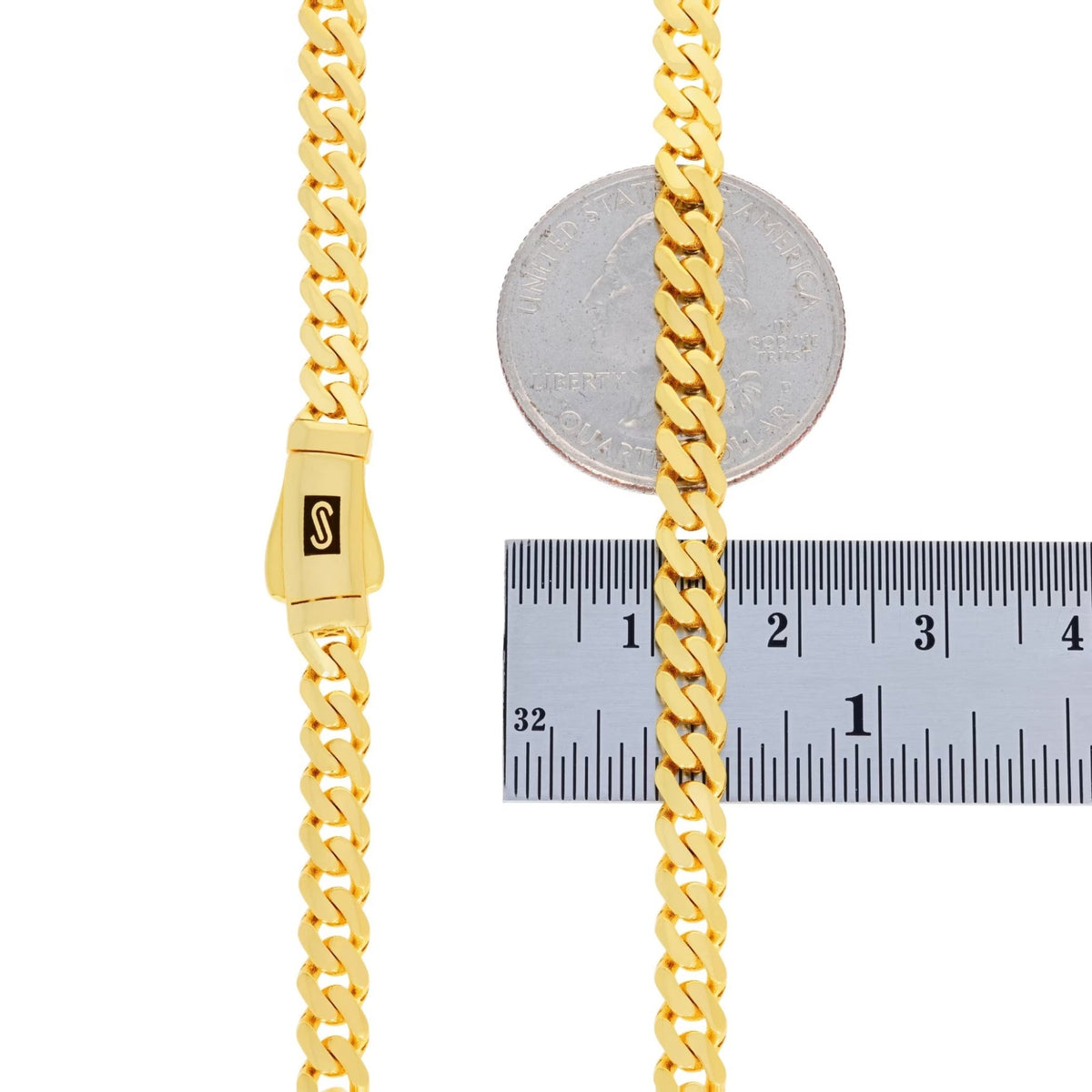 14K Real Yellow Gold Royal Monaco 5Mm Miami Cuban Link Bracelet (7"-9") Italian Jewelry for Men & Women - KARMARKA