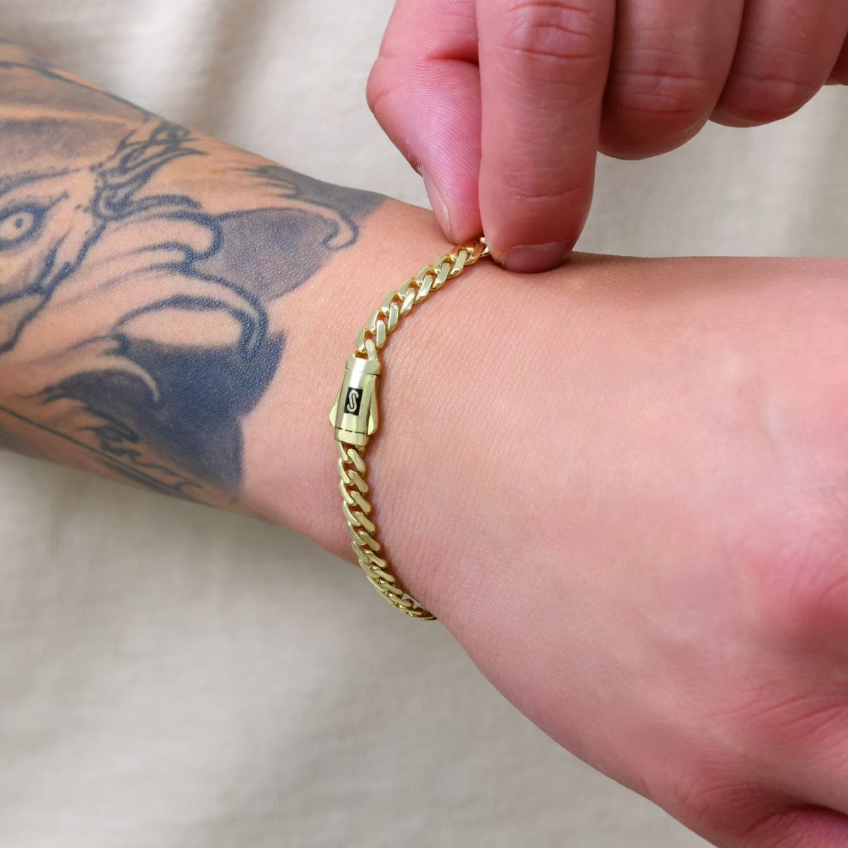 14K Real Yellow Gold Royal Monaco 5Mm Miami Cuban Link Bracelet (7"-9") Italian Jewelry for Men & Women - KARMARKA