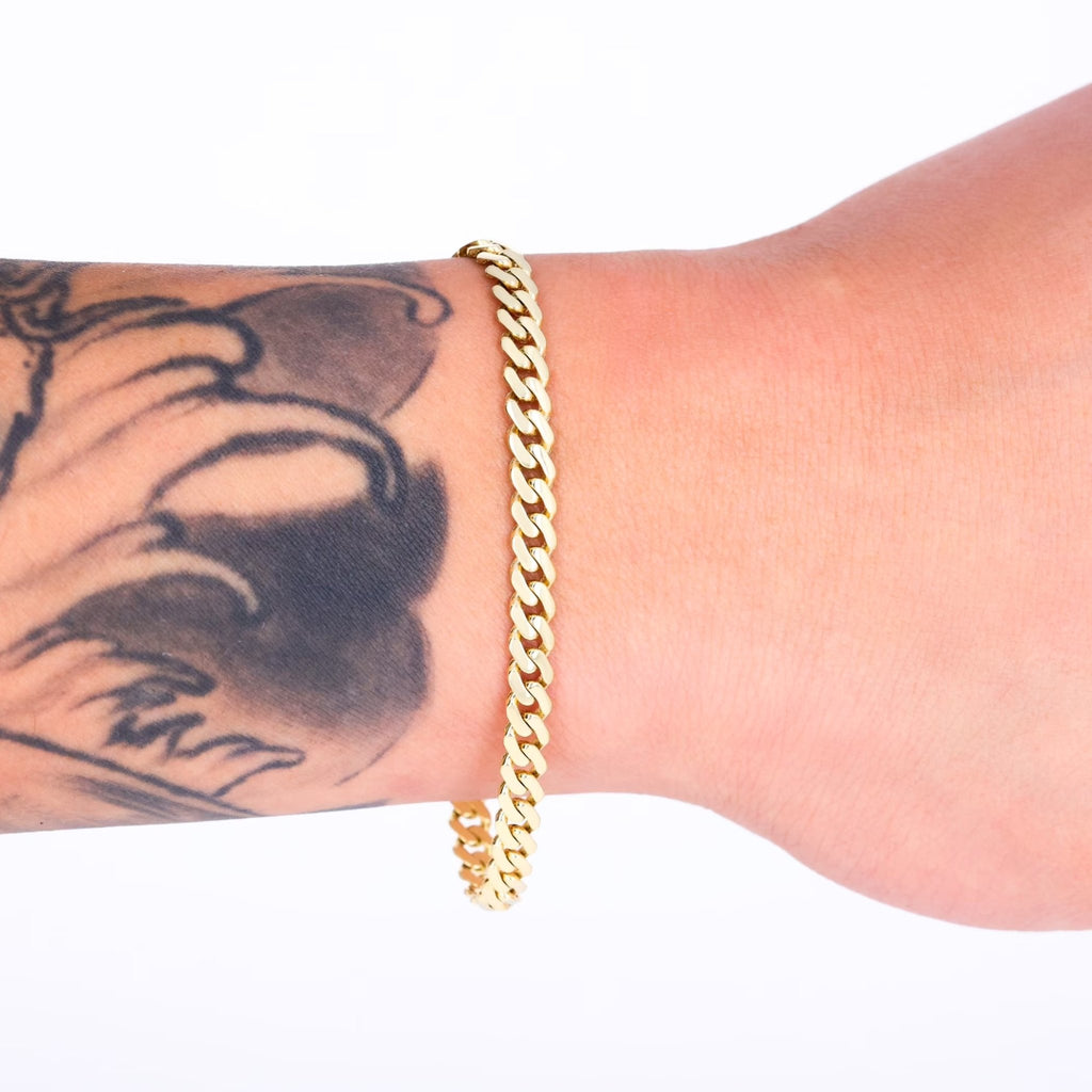 14K Real Yellow Gold Royal Monaco 5Mm Miami Cuban Link Bracelet (7"-9") Italian Jewelry for Men & Women - KARMARKA