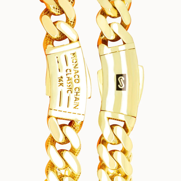 14K Real Yellow Gold Royal Monaco 5Mm Miami Cuban Link Bracelet (7"-9") Italian Jewelry for Men & Women - KARMARKA