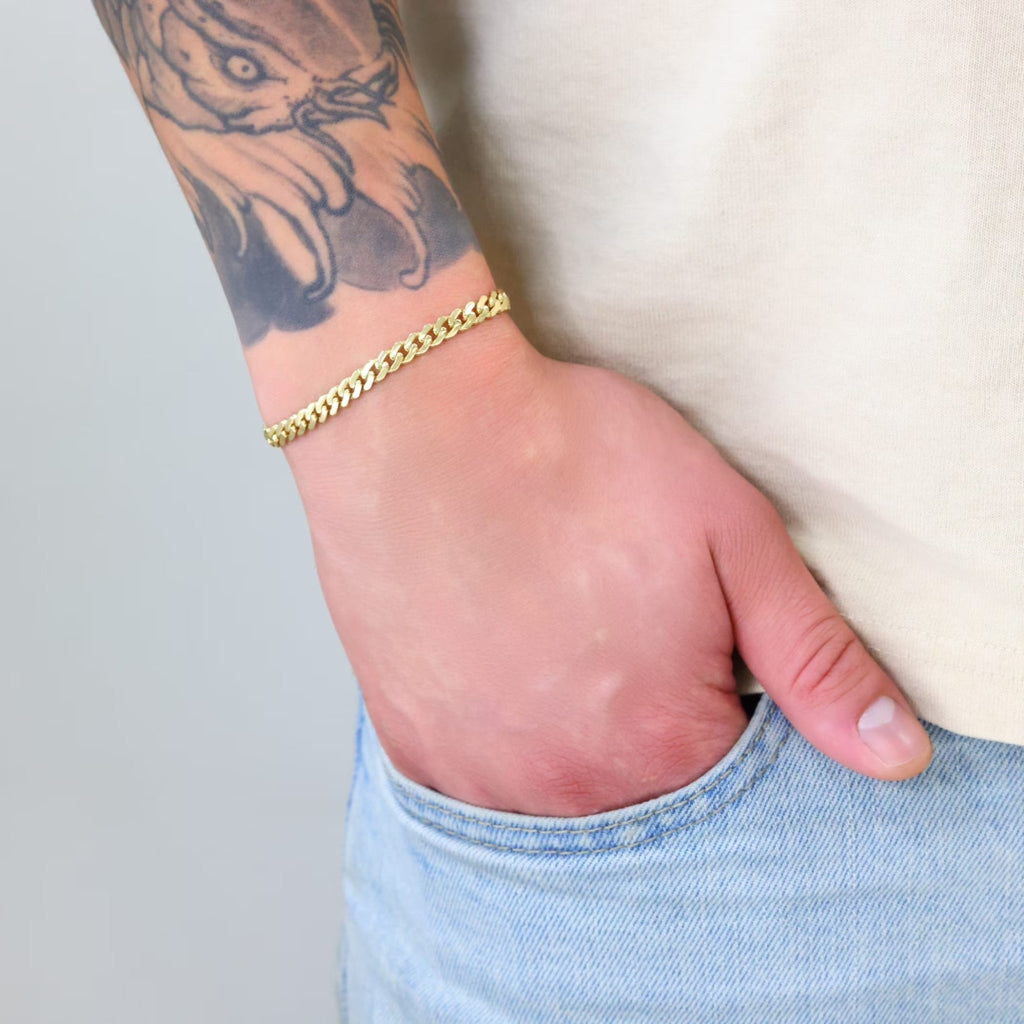 14K Real Yellow Gold Royal Monaco 5Mm Miami Cuban Link Bracelet (7"-9") Italian Jewelry for Men & Women - KARMARKA
