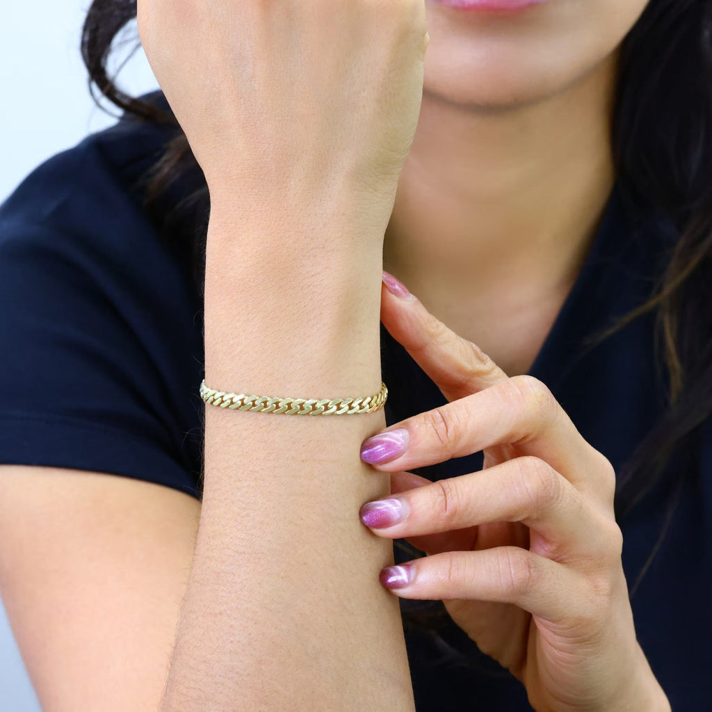 14K Real Yellow Gold Royal Monaco 5Mm Miami Cuban Link Bracelet (7"-9") Italian Jewelry for Men & Women - KARMARKA