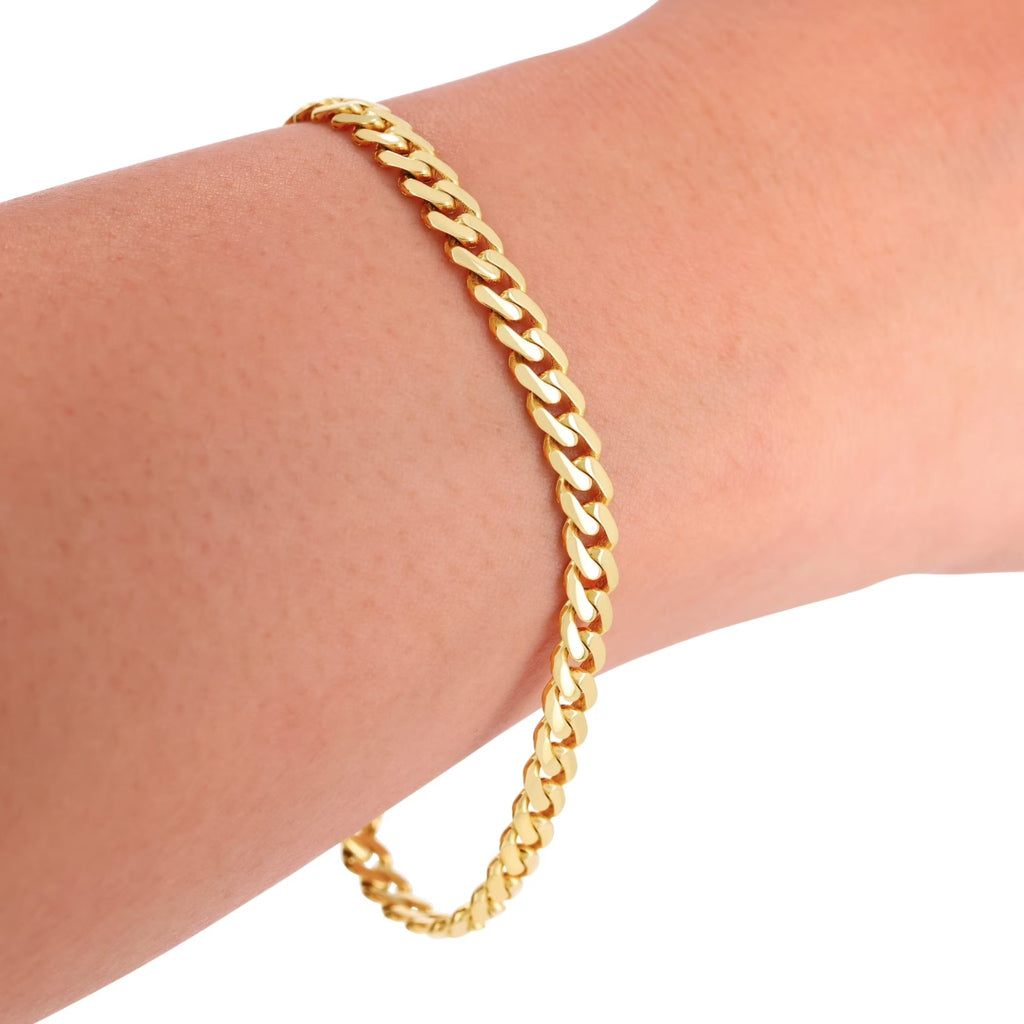 14K Real Yellow Gold Royal Monaco 5Mm Miami Cuban Link Bracelet (7"-9") Italian Jewelry for Men & Women - KARMARKA