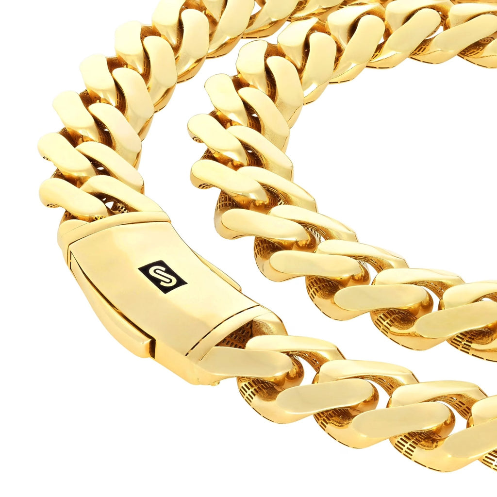 14K Real Yellow Gold Royal Monaco 5Mm Miami Cuban Link Bracelet (7"-9") Italian Jewelry for Men & Women - KARMARKA