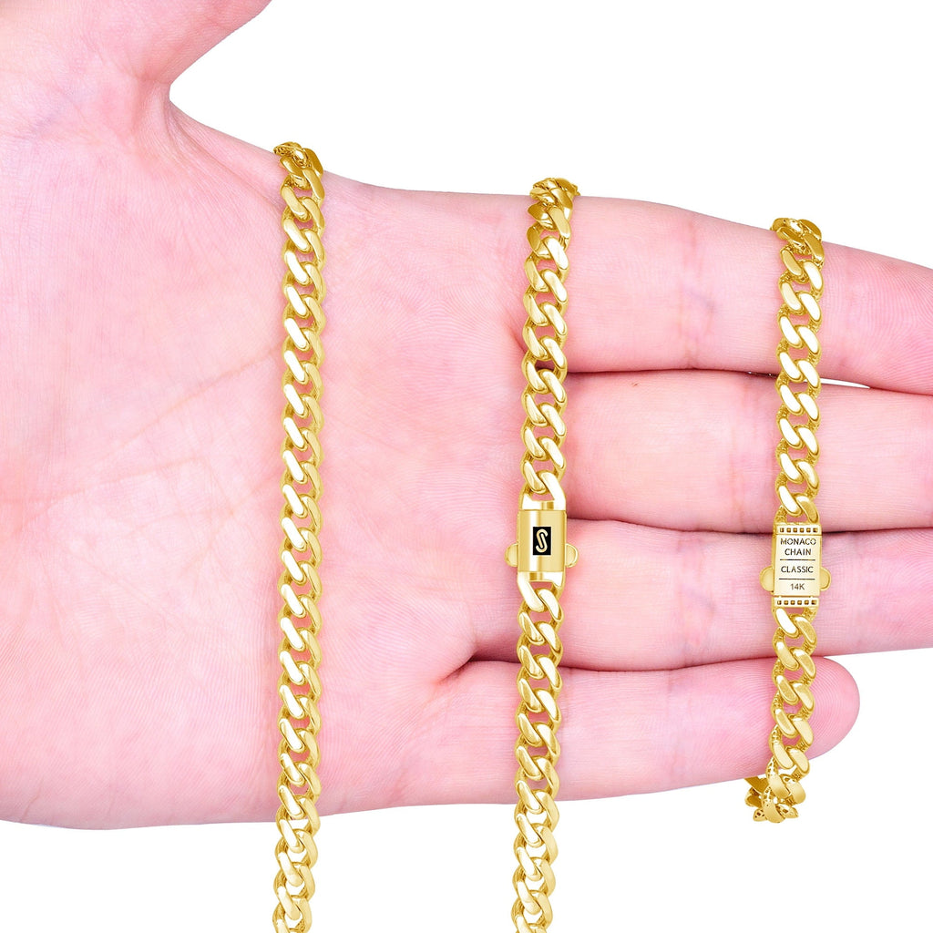 14K Real Yellow Gold Royal Monaco 5Mm Miami Cuban Link Bracelet (7"-9") Italian Jewelry for Men & Women - KARMARKA