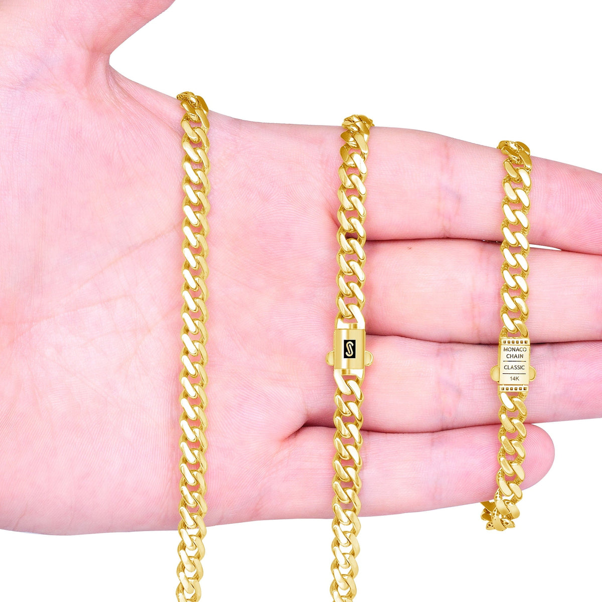 14K Real Yellow Gold Royal Monaco 5Mm Miami Cuban Link Bracelet (7"-9") Italian Jewelry for Men & Women - KARMARKA