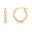 14K Yellow Gold Diamond-Cut Engraved round Hoop Earrings for Women & Unisex | X-Pattern Design | 14Mm - 0.55 Inch - KARMARKA