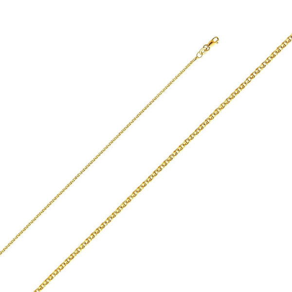 14K Yellow Gold Elephant Charm Pendant with 1.4Mm Flat Open Wheat Chain Necklace - 20" - KARMARKA