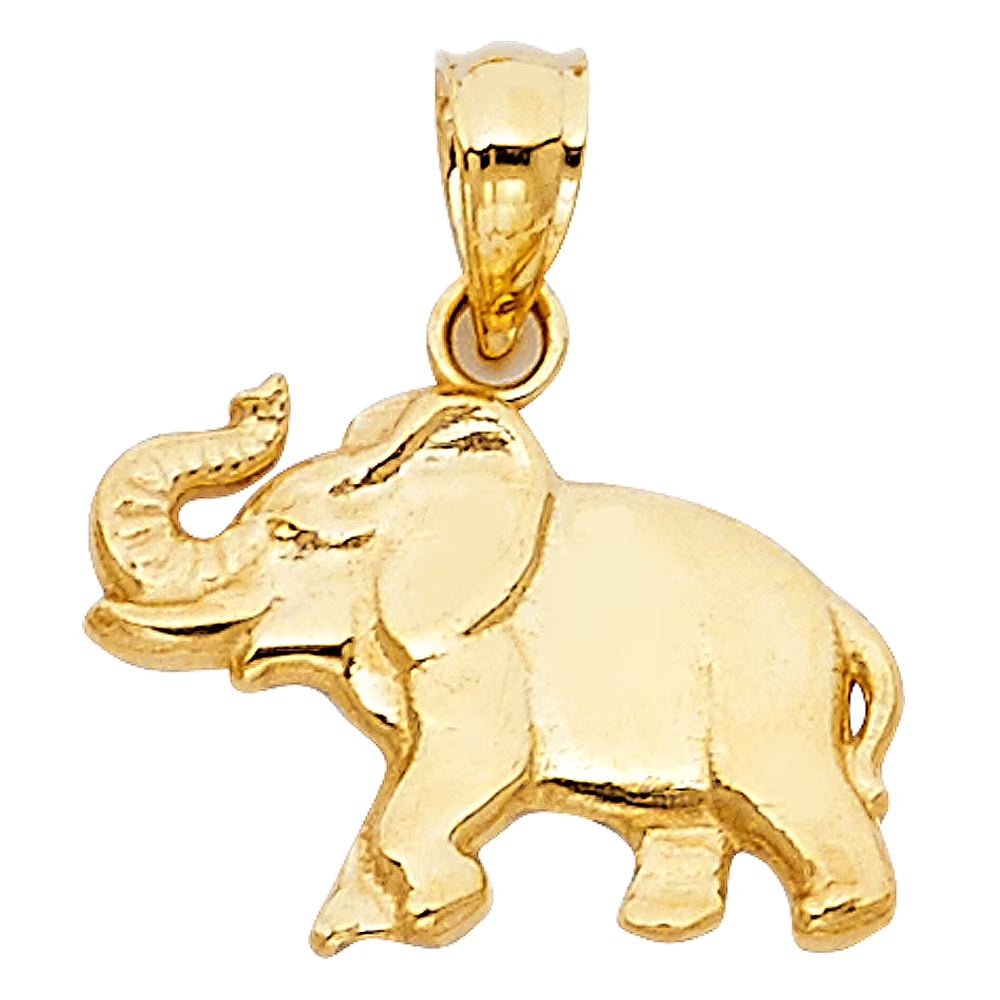 14K Yellow Gold Elephant Charm Pendant with 1.4Mm Flat Open Wheat Chain Necklace - 20" Secondary image