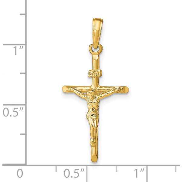 14K Yellow Gold Stick Style Crucifix Pendant - KARMARKA
