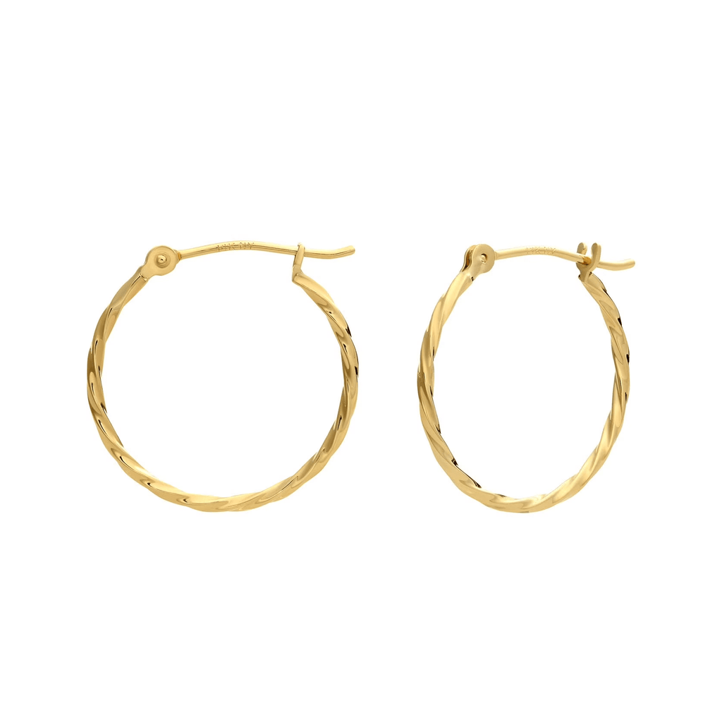 14K Yellow Gold Thin Hoop Earrings, 1Mm Tube, 18Mm (Women, Men, Unisex) - KARMARKA