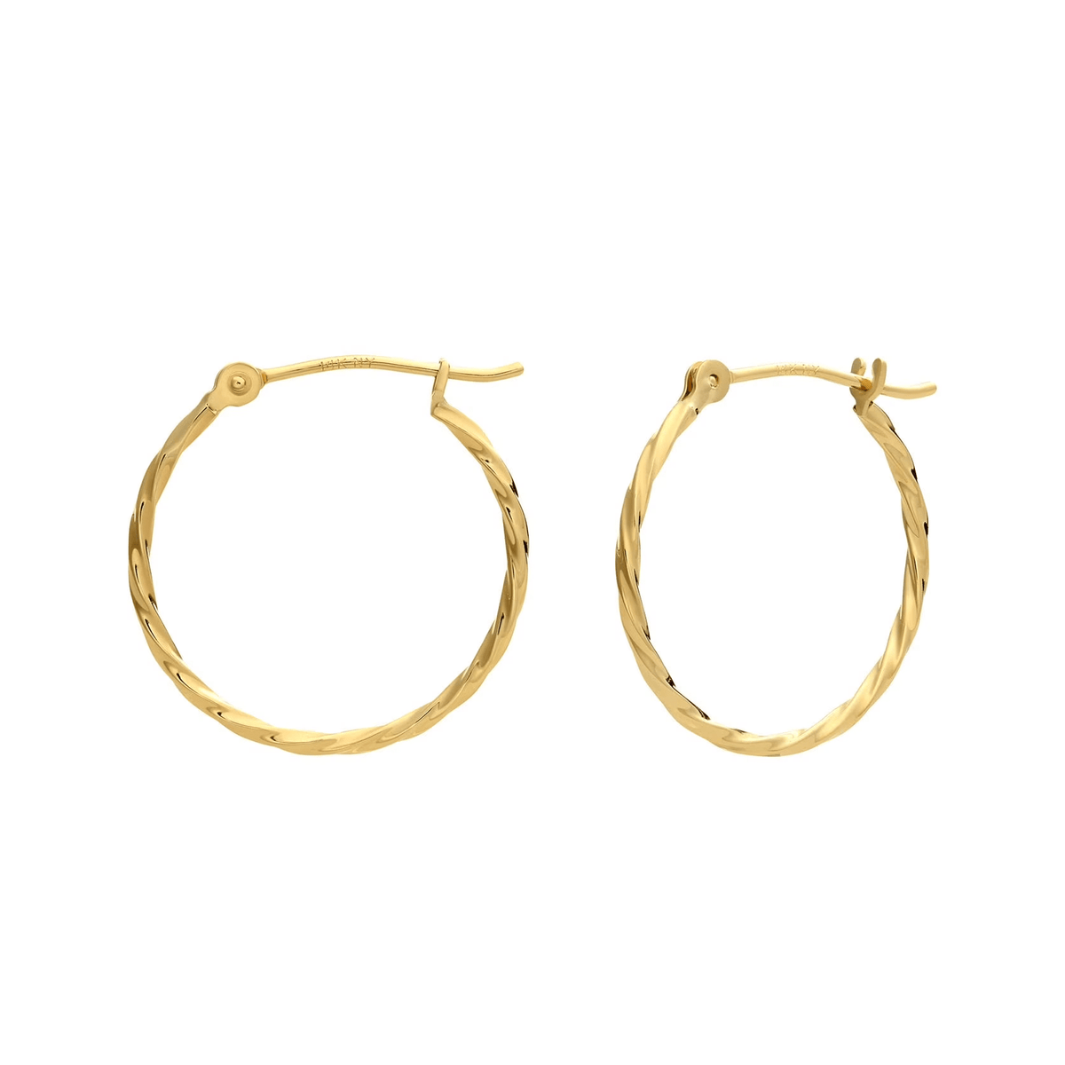 14K Yellow Gold Thin Hoop Earrings, 1Mm Tube, 18Mm (Women, Men, Unisex) - KARMARKA