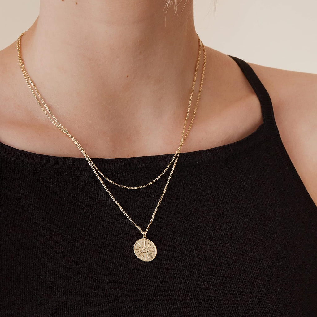 Gold Layered Necklaces for Women, 14K Plated Dainty Pendant Stack
