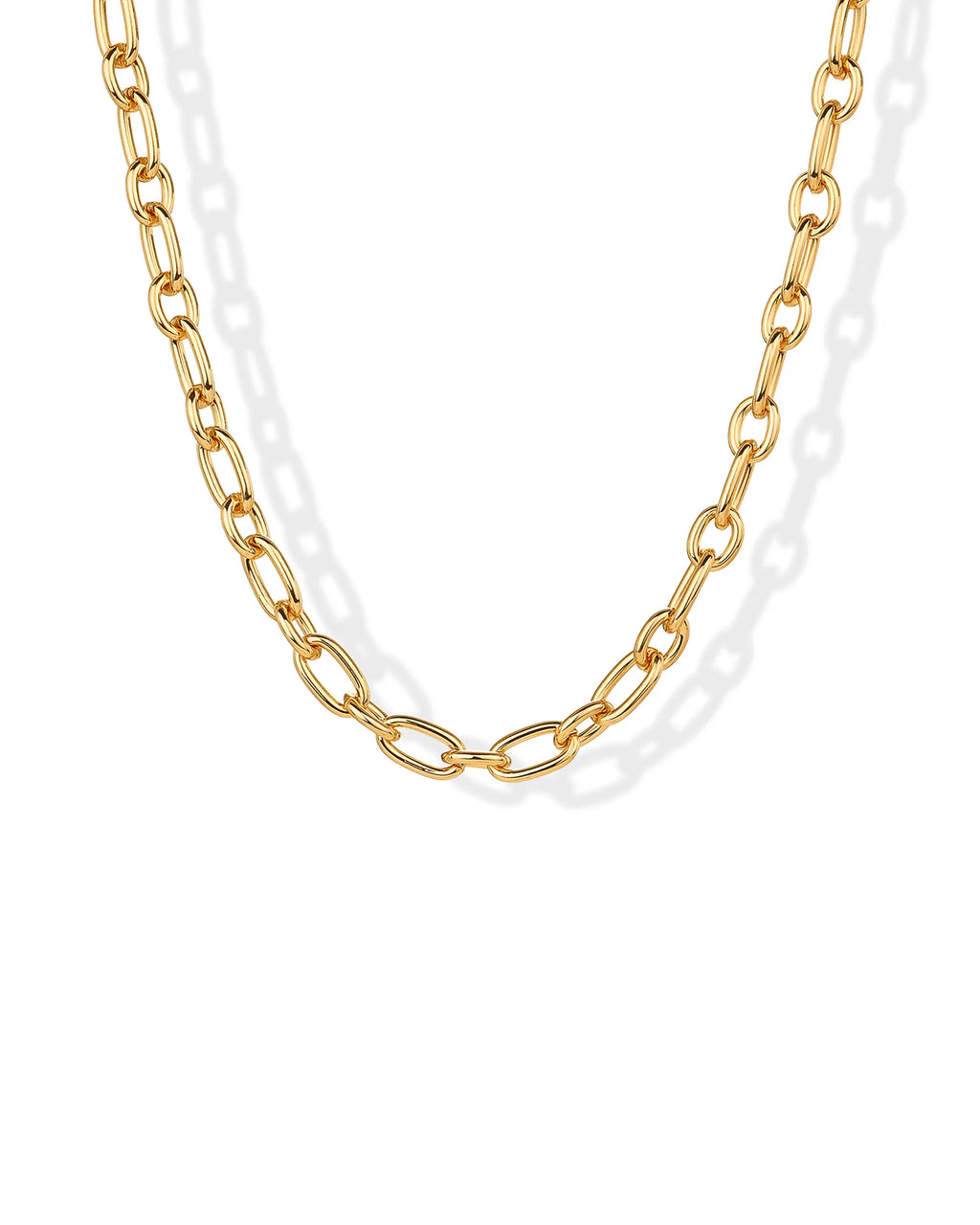 PAVOI 14K Gold Plated Chunky Chain Choker Necklaces for Women - Gold Statement Graduated Link Chain Necklace - Bold Oval Link Barbell Links Paperclip Chains