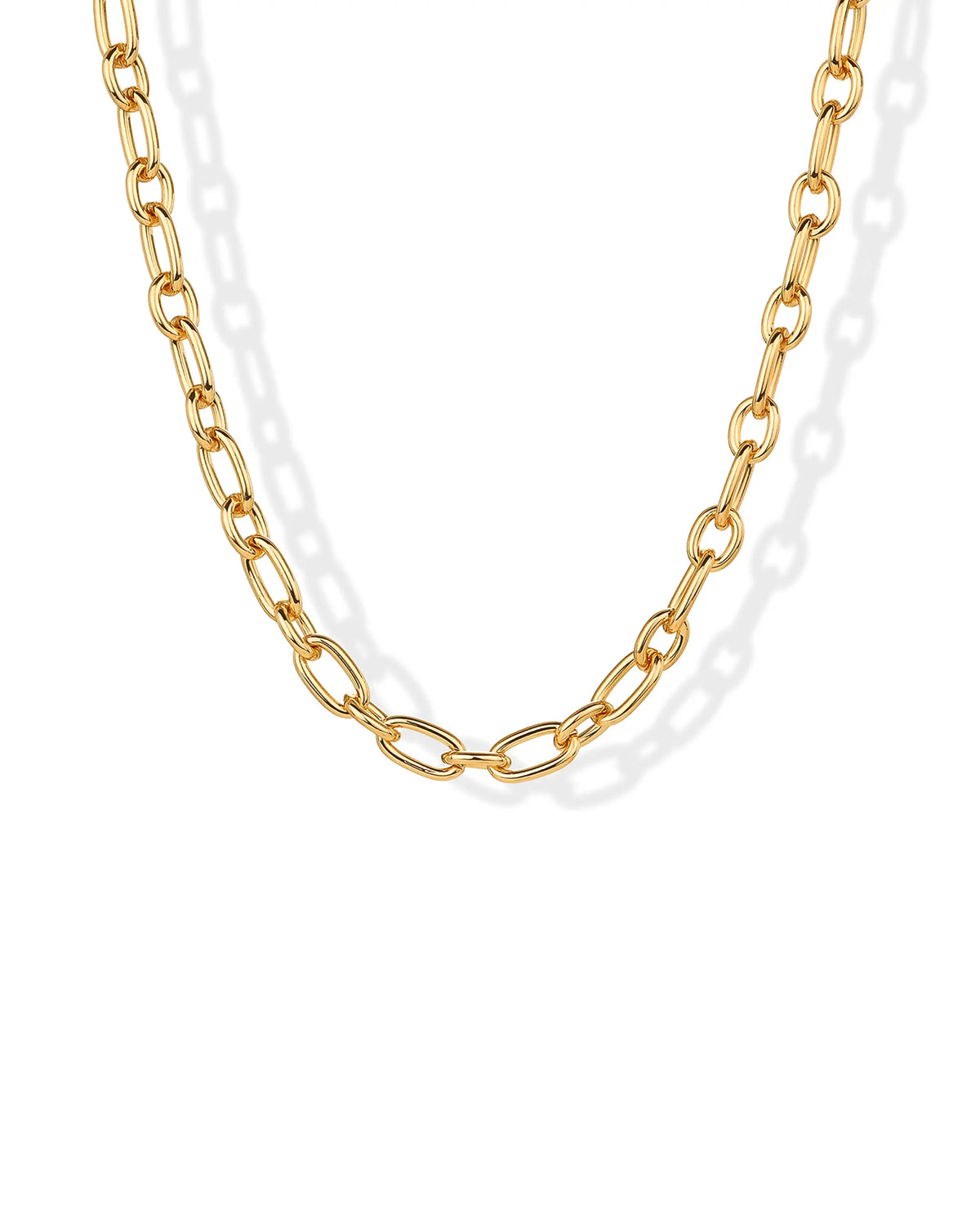PAVOI 14K Gold Plated Chunky Chain Choker Necklaces for Women - Gold Statement Graduated Link Chain Necklace - Bold Oval Link Barbell Links Paperclip Chains
