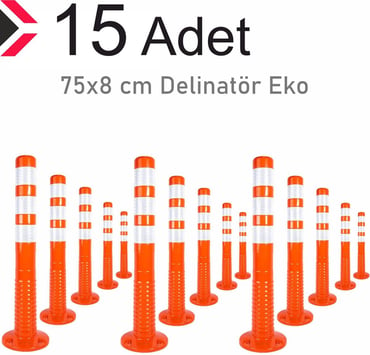 15`li Delinatör Set 75 x 8 cm EKO, Esnek Duba