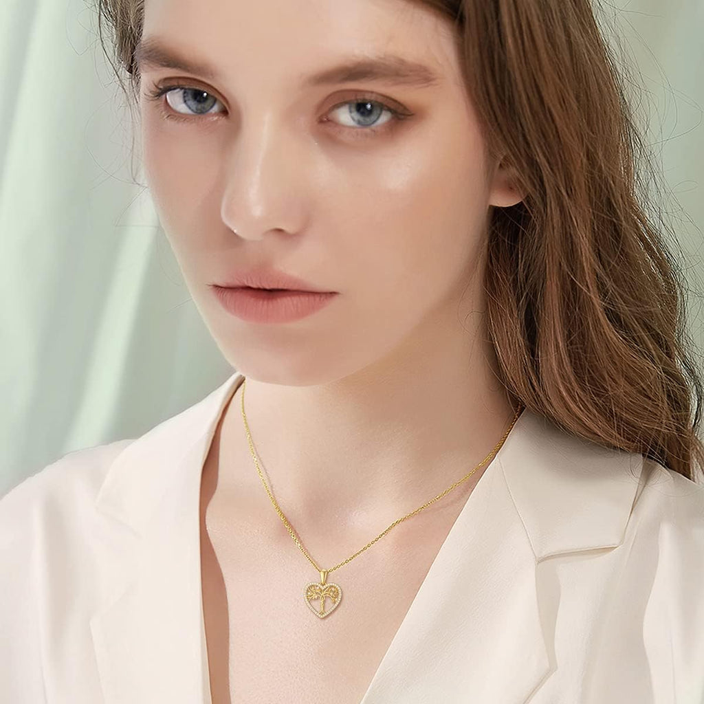 14K Gold Mother and Daughter/Son Necklaces Tree of Life Family Tree Pendant Necklaces 16''-18''