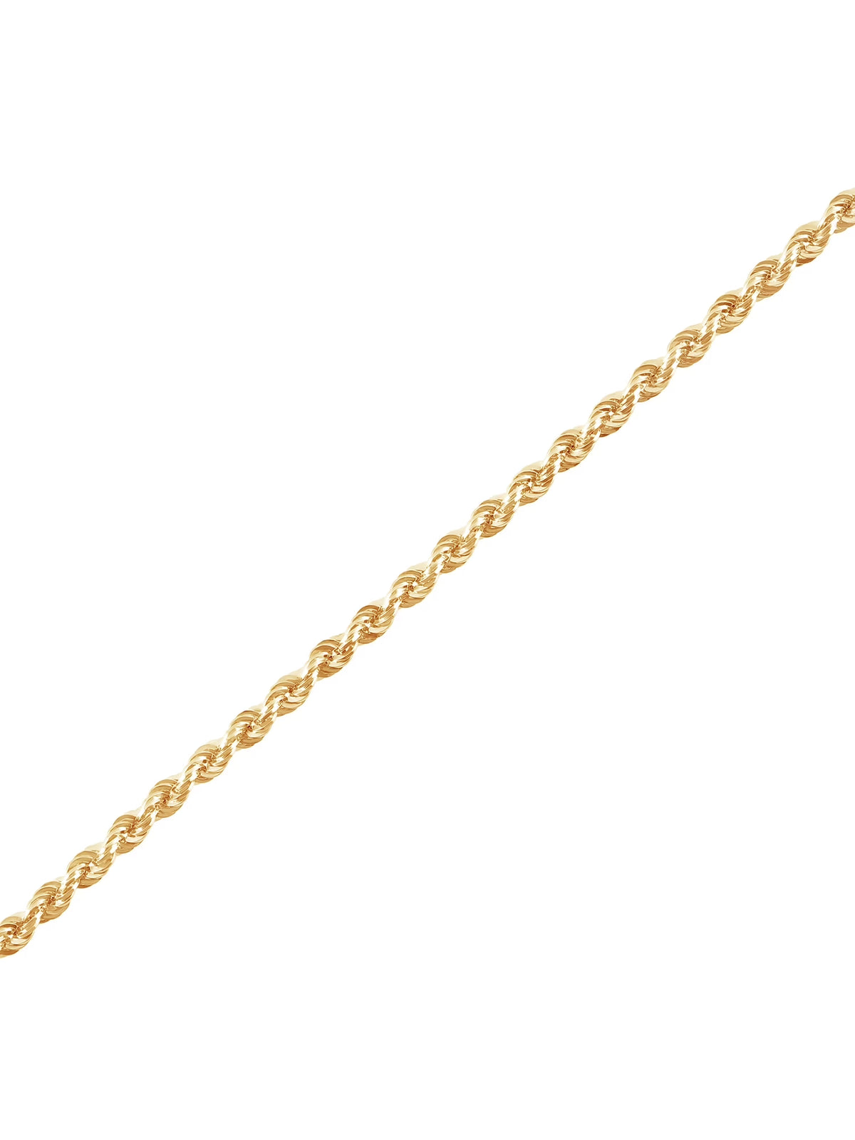 10K Yellow Gold 2.5Mm Glitter Rope Bracelet,7.5"