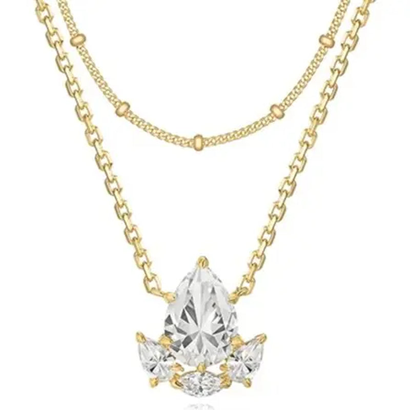Women'S Gold-Plated Cubic Zirconia Layered Necklaces - Dainty Layering Jewelry with Paperclip Chain, Simple Choker Gift for Women