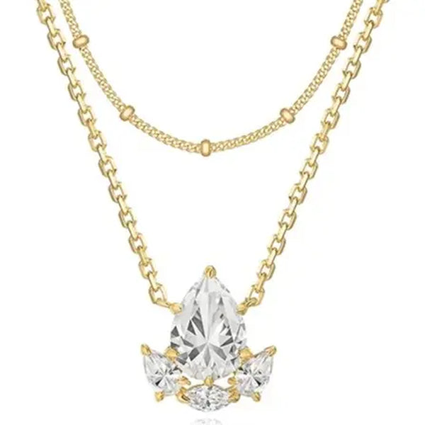 Women'S Gold-Plated Cubic Zirconia Layered Necklaces - Dainty Layering Jewelry with Paperclip Chain, Simple Choker Gift for Women
