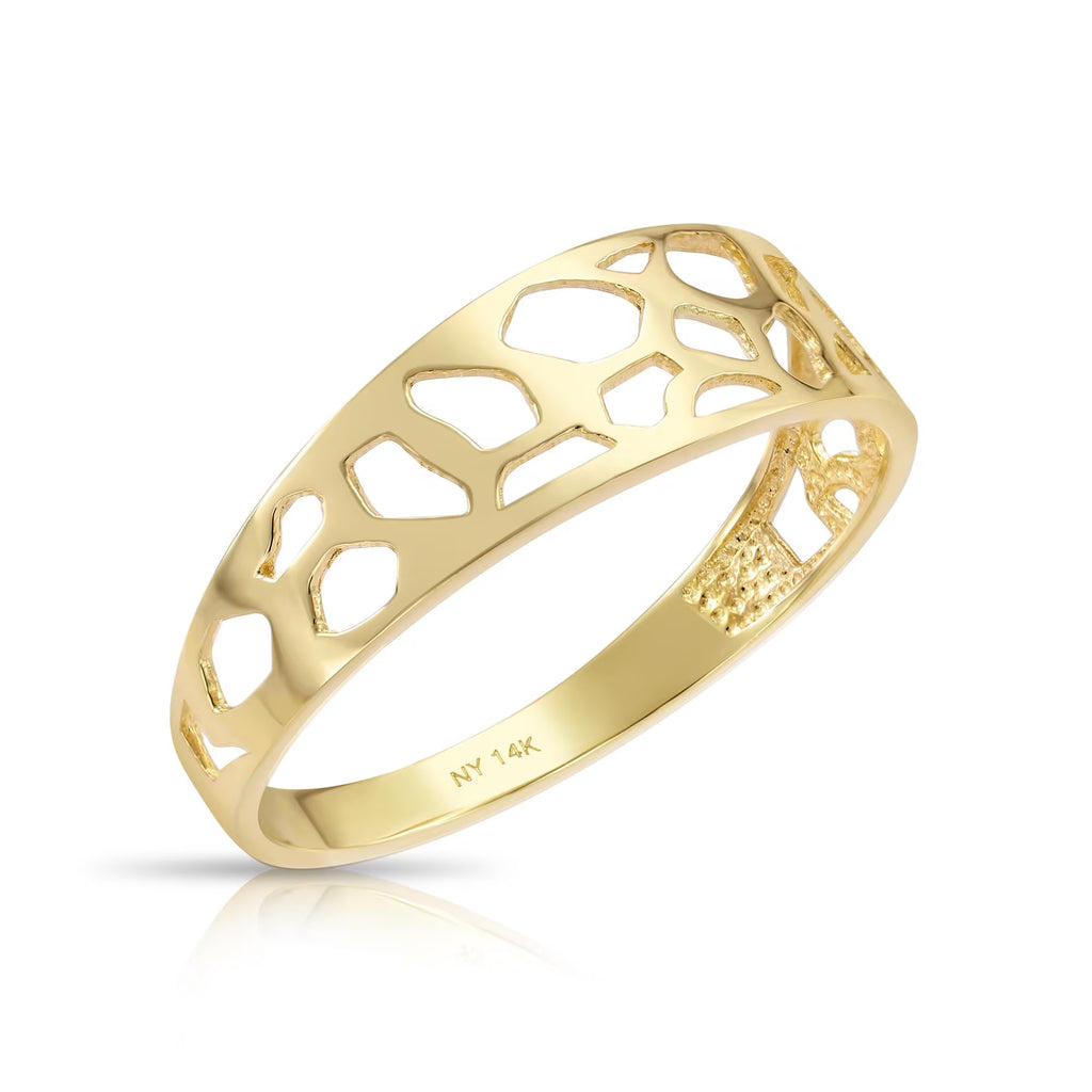 Solid 14K Gold Openwork Ring, 14K Yellow Gold Stackable Ring, Gift for Her, Unique Design Ring, Gift for Her, by TILO Jewelry