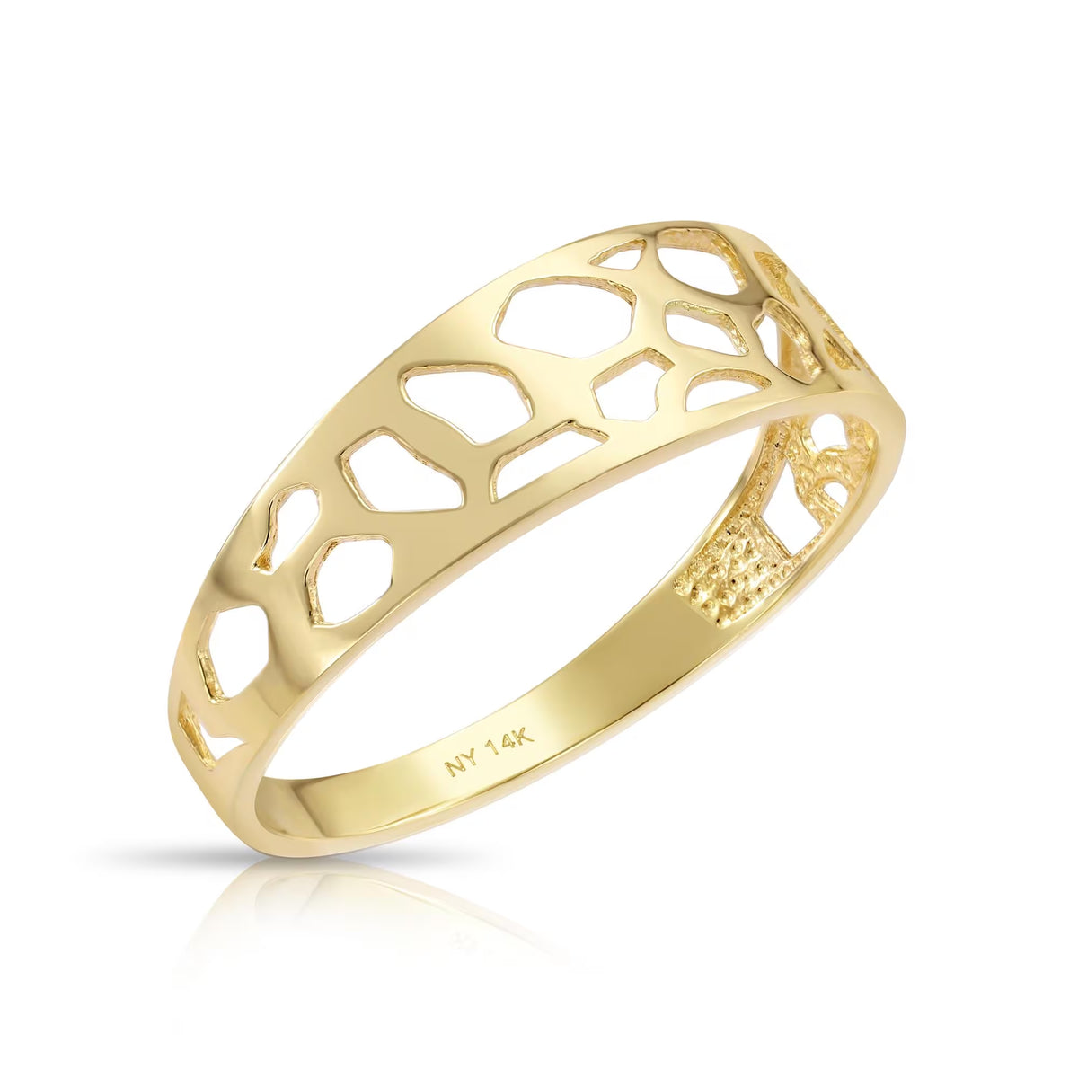 Solid 14K Gold Openwork Ring, 14K Yellow Gold Stackable Ring, Gift for Her, Unique Design Ring, Gift for Her, by TILO Jewelry