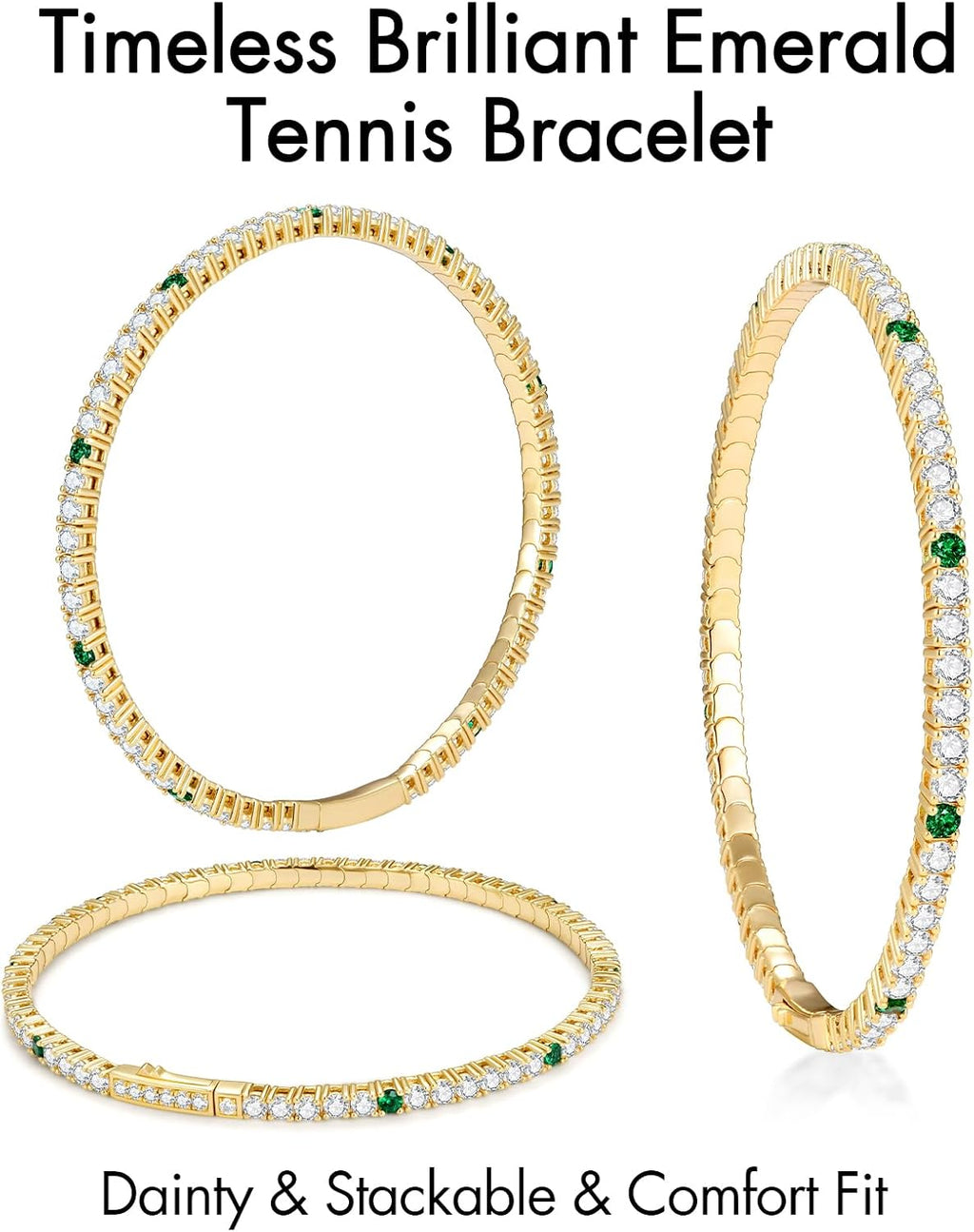 Tennis Bracelets for Women Non Tarnish, Flexible Gold Bangle Bracelets