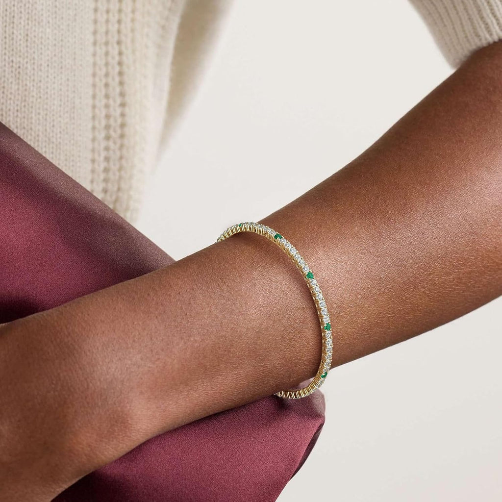 Tennis Bracelets for Women Non Tarnish, Flexible Gold Bangle Bracelets