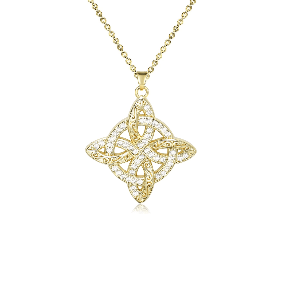 18K Gold-Plated Celtic Knot Pendant Necklace – Witches Knot Jewelry for Women - KARMARKA Main image