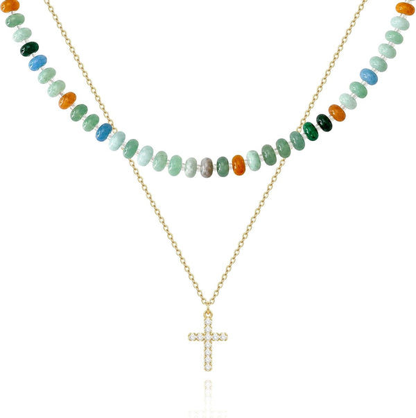 18K Gold/Silver-Plated CZ Cross Necklace – Dainty Layered Pendant for Women - KARMARKA