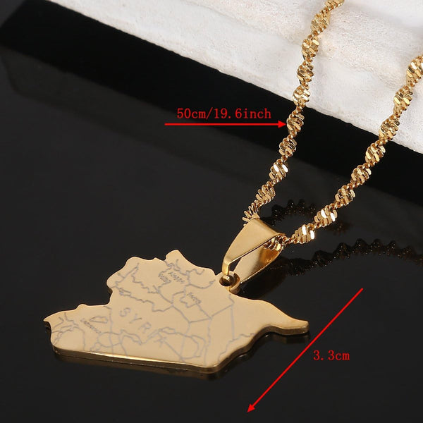 Stainless Steel Syria Map Flag Pendant Necklaces Syrians Jewelry