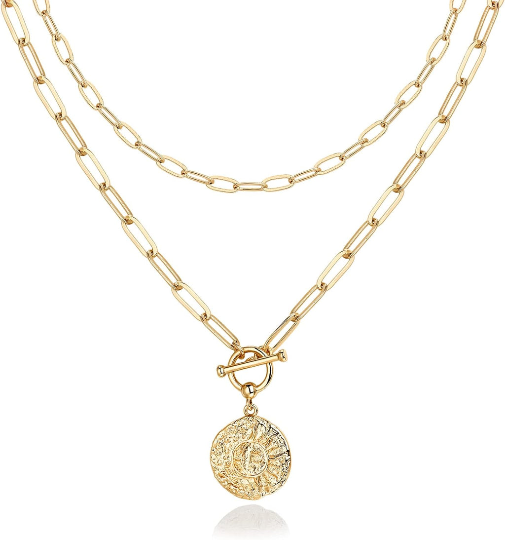Gold Layered Necklaces for Women, 14K Plated Dainty Pendant Stack