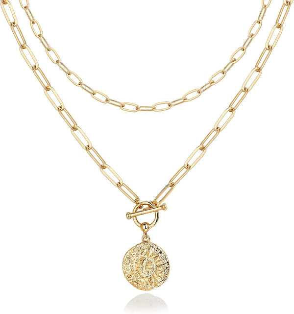 Gold Layered Necklaces for Women, 14K Plated Dainty Pendant Stack