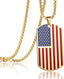 American USA Flag Dog Tag Pendant Necklace for Women Men 24" Chain