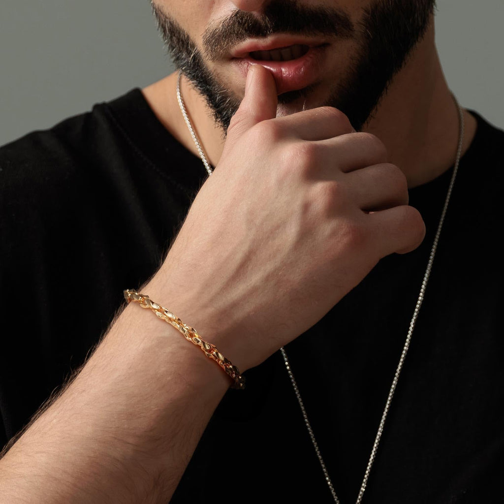 Gold Bracelets for Women 14K Gold Bracelet Dainty Bracelets for Womens Braided Chain Bracelet for Women Men 6.5/7/7.5/8/9In