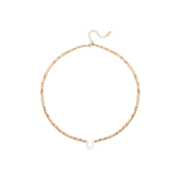 Pendant Necklaces for Women Initial Choker Necklace Beaded Shell Letter Bracelet Trendy Tiny A-Z Simple Jewelry