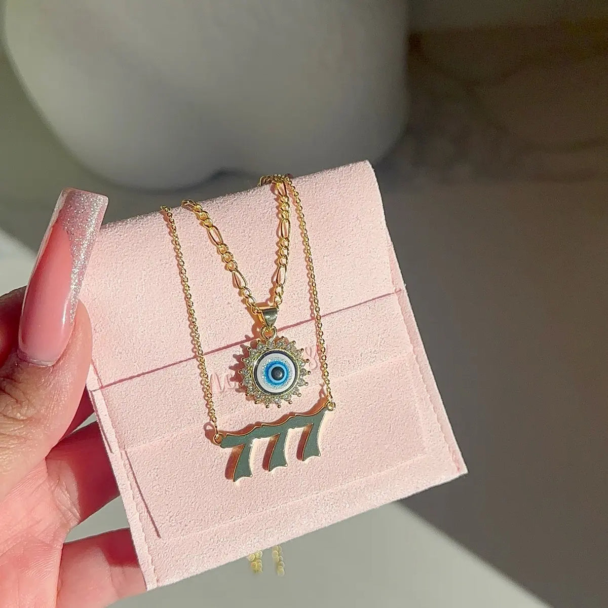 Angel Number and Evil Eye Necklace Set