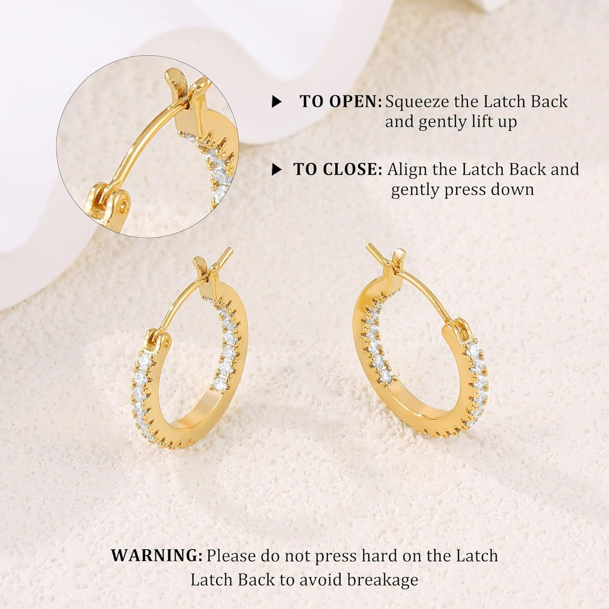 14K Gold Plated Hoop Earrings for Women, CZ Hoop Earrings