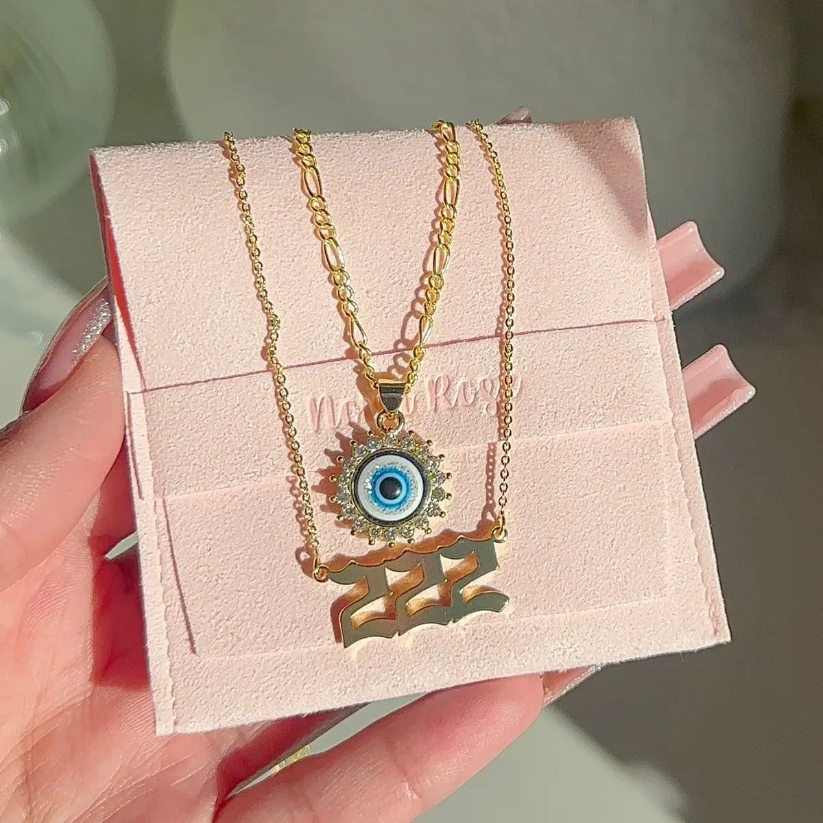 Angel Number and Evil Eye Necklace Set