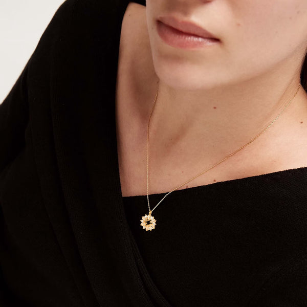 Gold Cute Necklace,Sterling Silver Dainty round CZ Pendant Necklaces for Women