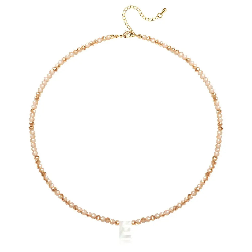 Pendant Necklaces for Women Initial Choker Necklace Beaded Shell Letter Bracelet Trendy Tiny A-Z Simple Jewelry