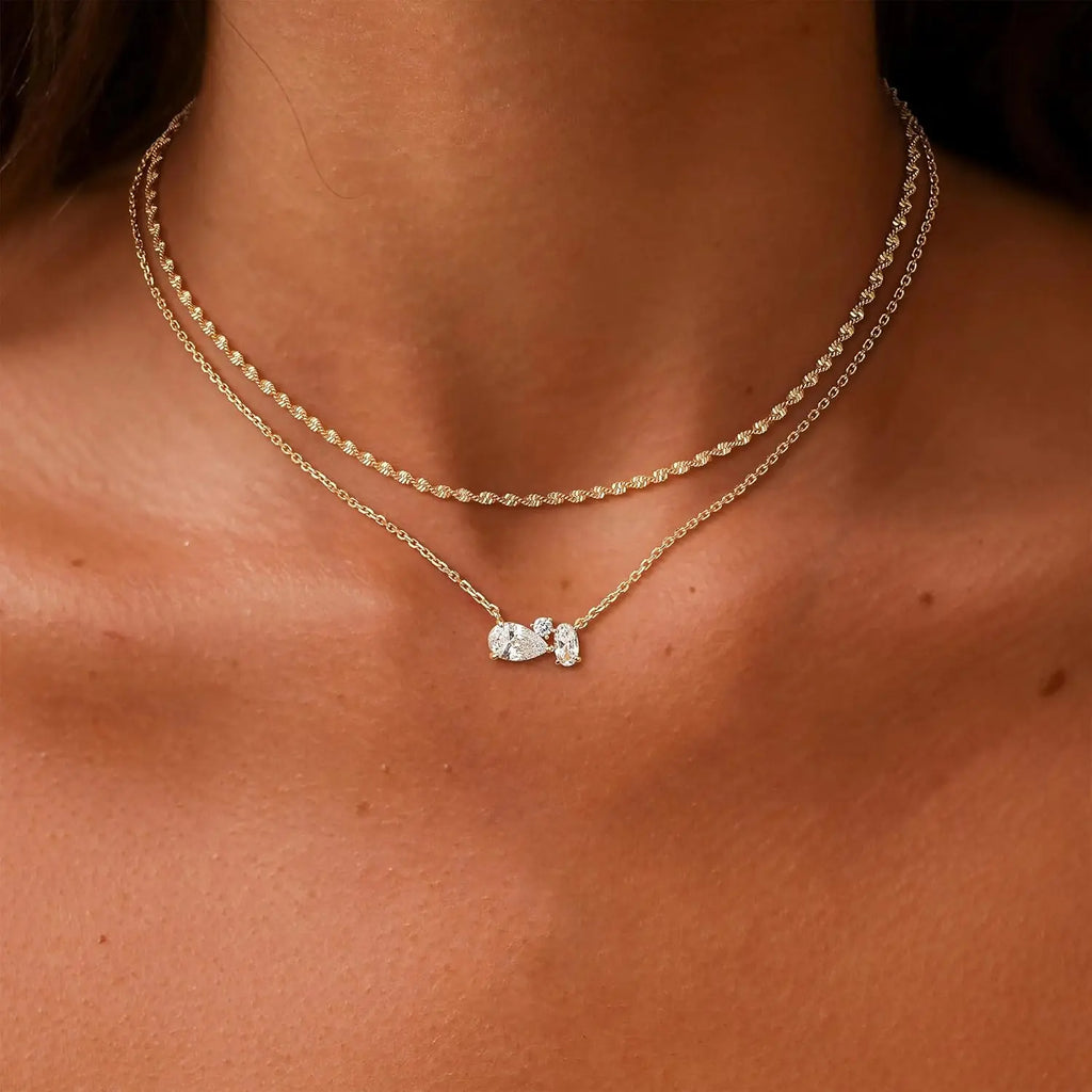 Women'S Gold-Plated Cubic Zirconia Layered Necklaces - Dainty Layering Jewelry with Paperclip Chain, Simple Choker Gift for Women
