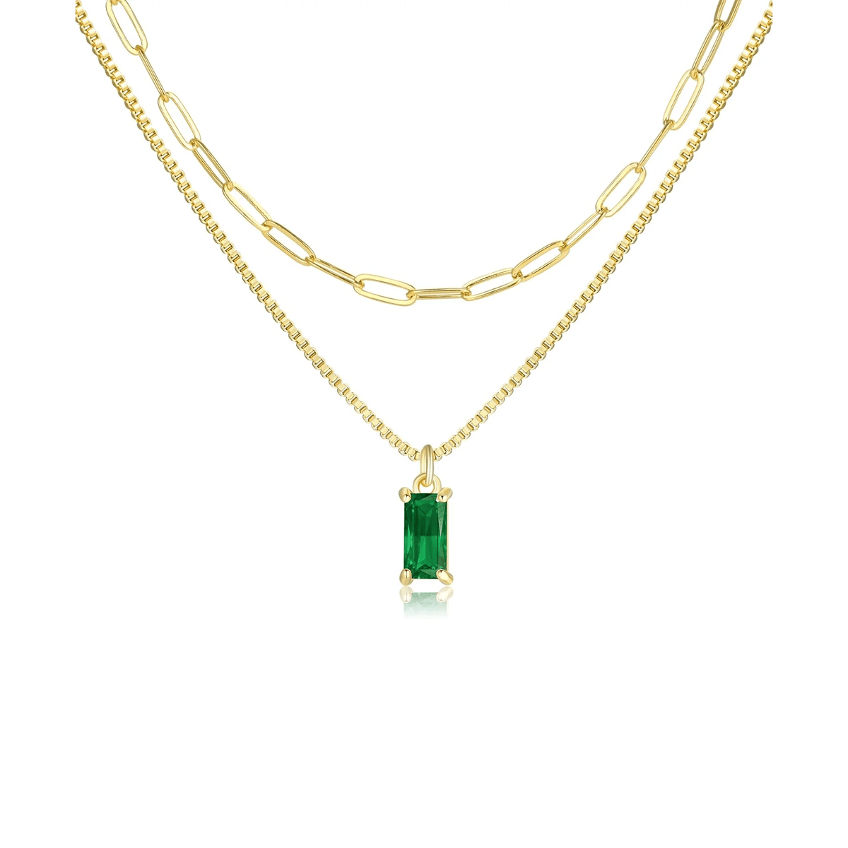 2 PCS 14K Gold Pendant Necklaces for Women, Birthstone - KARMARKA Main image