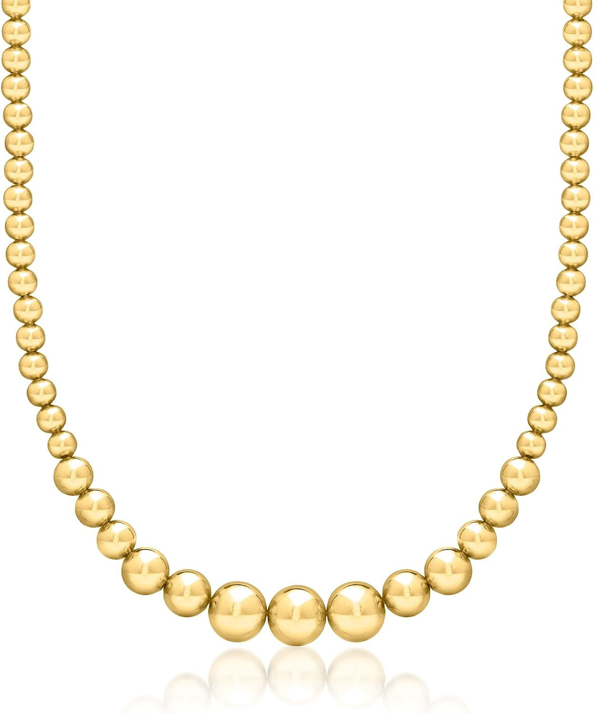 6-12Mm 14Kt Yellow Gold-Plated Graduated Bead Necklace. 18 Inches
