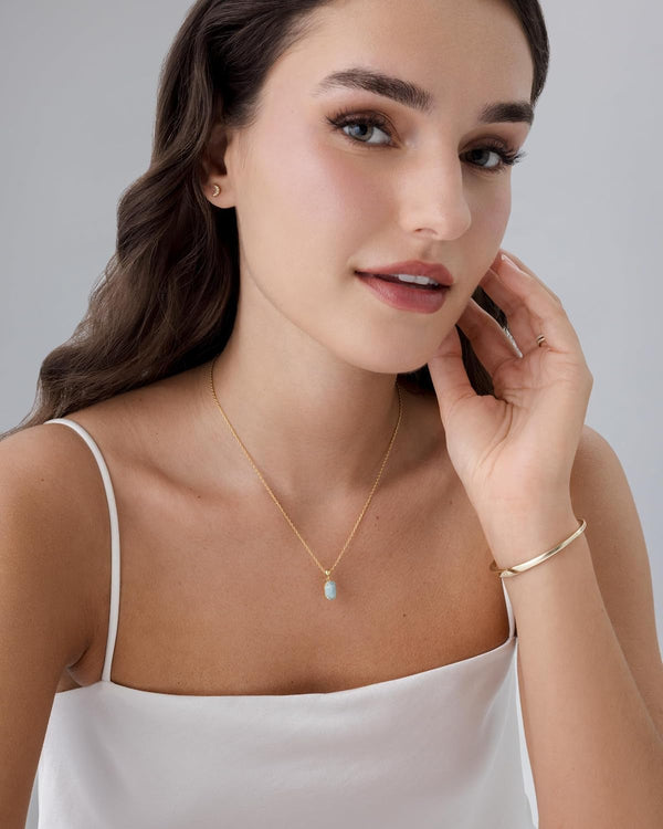 Gemstone Charm Necklace for Women - 14K Gold Plated Pendant Necklaces