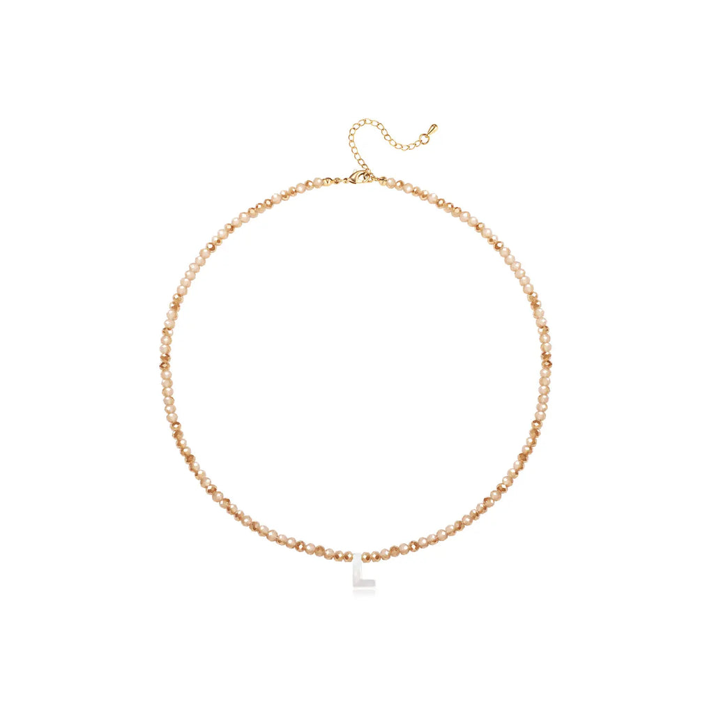 Pendant Necklaces for Women Initial Choker Necklace Beaded Shell Letter Bracelet Trendy Tiny A-Z Simple Jewelry